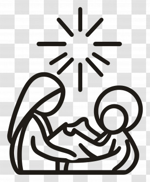 Nativity Jesus - Nativity Scene Line Art Transparent PNG