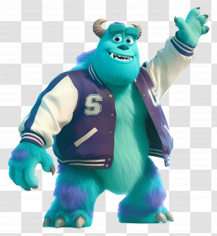 Sulley - Blue Furry Monster With Jacket Transparent PNG