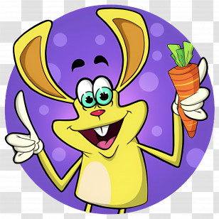 Tik Tak Tail - Yellow Cartoon Rabbit Holding A Carrot Transparent PNG