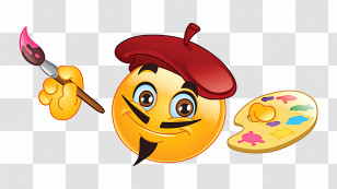 Art Emoji - Artist Emoji With Beret And Palette Transparent PNG