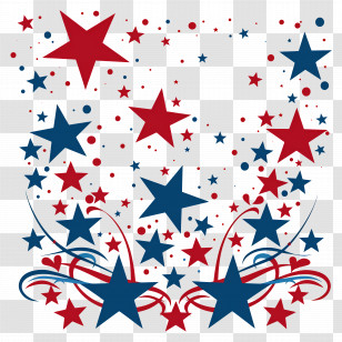4th Of July - Red And Blue Stars Celebration Design Transparent PNG