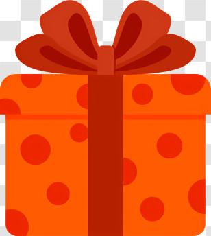 Icon - Bright Orange Gift Box With Ribbon Transparent PNG