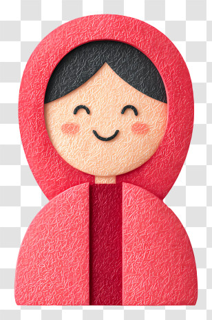 Arab Woman Figure - Red Hooded Character With A Smile Transparent PNG