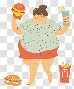 Cartoon Character Eating Fast Food - Cartoon Character Enjoying Fast Food Transparent PNG