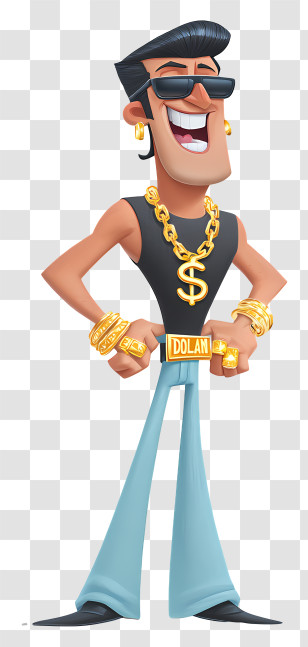 Tito Dick - Flashy Man With Gold Chains Transparent PNG