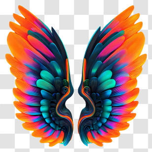 Iridescent Butterfly Wings - Bright Rainbow Feather Wings Transparent PNG