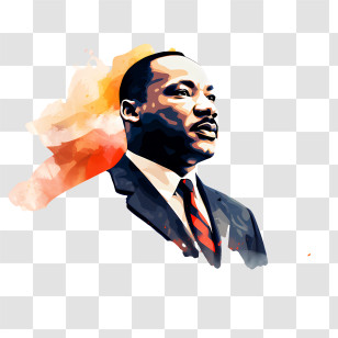 Martin Luther King Jr Day - Watercolor Portrait Of Inspiring Figure Transparent PNG
