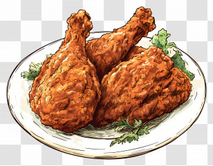 Fried Chicken - Crispy Fried Chicken On A Plate Transparent PNG