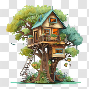 Tree House - Detailed Treehouse With Natural Decor Transparent PNG