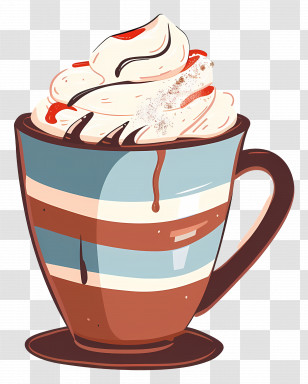 Hot Chocolate - Mug Of Hot Chocolate With Whipped Cream Topping Transparent PNG
