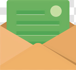 Icon - Green Letter In Open Brown Envelope Transparent PNG