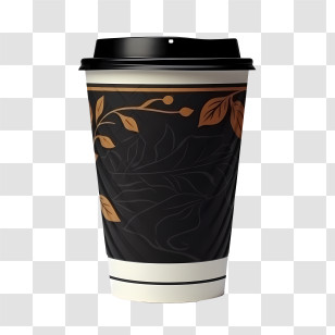 Paper Coffee Cup - Black Paper Coffee Cup With Stylish Design Transparent PNG