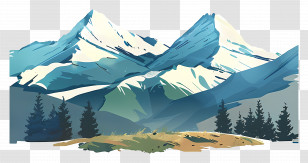 Snow Capped Peaks - Snowy Mountain Landscape With Trees Transparent PNG