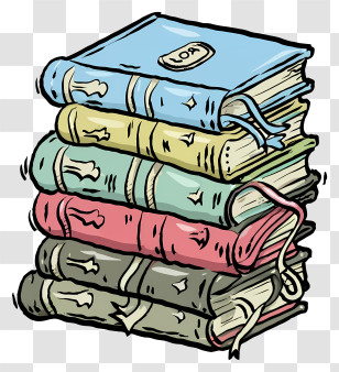 Cartoon - Stack Of Colorful Books Transparent PNG