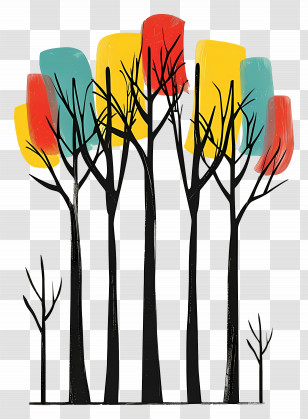 Trees - Colorful Abstract Trees In Artistic Design Transparent PNG