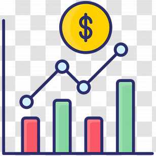 Stock Market - Financial Growth Graph With Dollar Coin Icon Transparent PNG