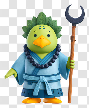 Sha Wujing - Green Bird Monk Mascot Transparent PNG