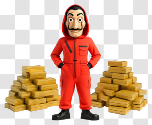 Masked Robber - Masked Heist Character With Gold Transparent PNG