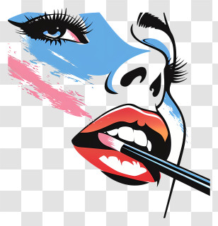 Make Up - Stylized Face With Makeup Illustration Transparent PNG