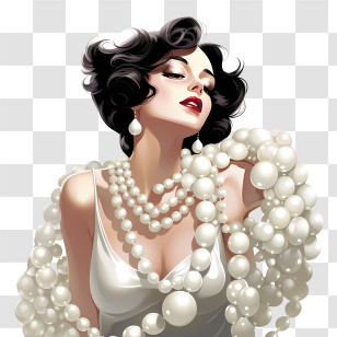 Wear Your Pearls Day - Elegant Woman Adorned With Pearl Necklace Transparent PNG