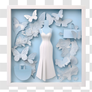Wedding Dress
 - Elegant Paper Art Dress With Butterflies Transparent PNG