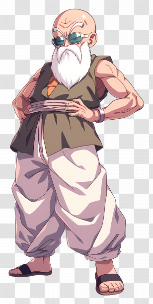 Master Roshi - Elderly Manga Character In Fighting Stance Transparent PNG