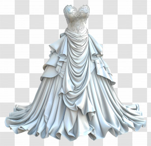 Wedding Dress - Elegant White Dress With Ruffles Transparent PNG