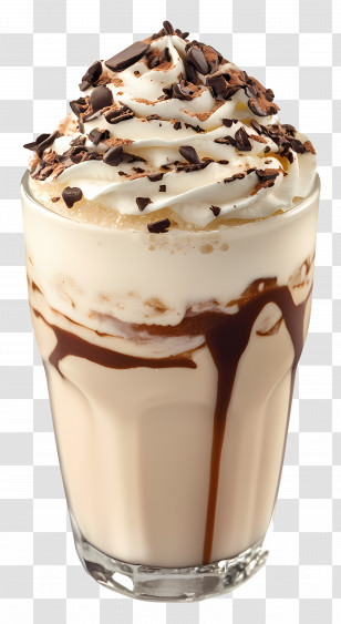 Frappe - Chocolate Milkshake With Whipped Cream And Toppings Transparent PNG