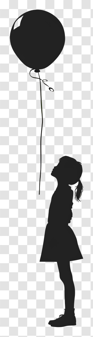 Girl Silhouette - Silhouette Of Girl With Balloon Transparent PNG