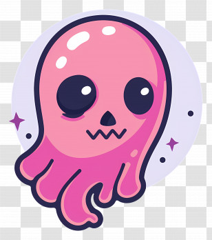 Cartoon Ghost - Pink Cartoon Octopus Illustration Transparent PNG