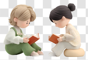 Young Girls Readers - Children Reading Together Transparent PNG