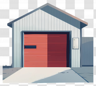 Garage - House Garage With Red Door Transparent PNG