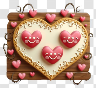 Valentine Sign Board Emoji - Heart Cookie With Smiling Hearts Transparent PNG
