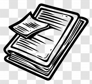 File - Black And White Book With Pages Transparent PNG