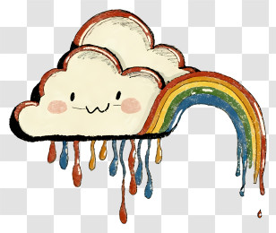 Rainy Sky - Cute Cloud With Rainbow And Dripping Colors Transparent PNG