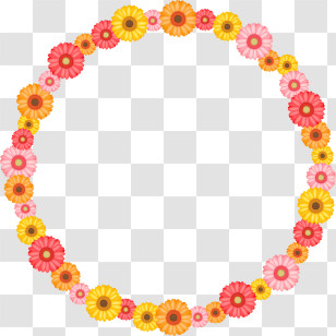Flower Circle Frame - Colorful Flower Frame For Decorative Use Transparent PNG