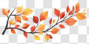 Autumn Branch - Autumn Branch With Colorful Leaves Transparent PNG