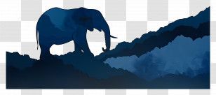 Elephant Silhouette - Elephant Silhouette In Mountains Transparent PNG