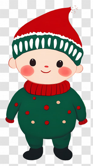 Christmas Baby - Cartoon Child In Green Outfit Transparent PNG