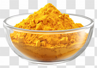 Turmeric Powder - Glass Bowl With Yellow Spice Powder Transparent PNG