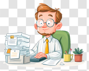 Accountant Office Manager - Office Worker At Desk Transparent PNG