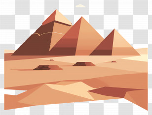 Pyramids Of Giza - Illustration Of Desert Pyramids And Sand Dunes Transparent PNG