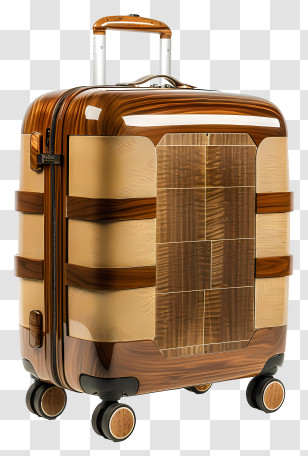 Luggage - Wooden Suitcase With Beige Panels Transparent PNG