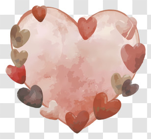 Cartoon - Watercolor Artistic Heart With Small Hearts Transparent PNG
