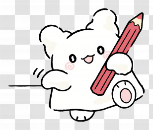 Hanamaruobake - White Bear With A Pencil Transparent PNG