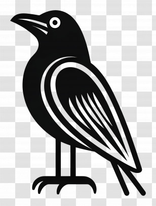 Raven Gothic - Minimalist Black And White Bird Illustration Transparent PNG