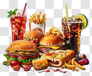 Fast Food - Assortment Of Fast Food Items Transparent PNG