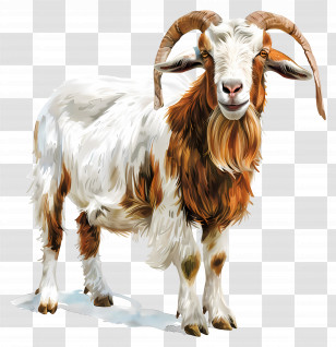 Boer Goat - Brown And White Goat Illustration Transparent PNG