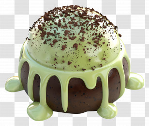 Matcha Lava Cake - Chocolate Dessert With Green Drizzle Transparent PNG