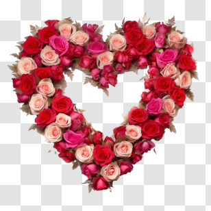 Pink Rose
 - Romantic Heart-Shaped Flower Arrangement Of Roses Transparent PNG